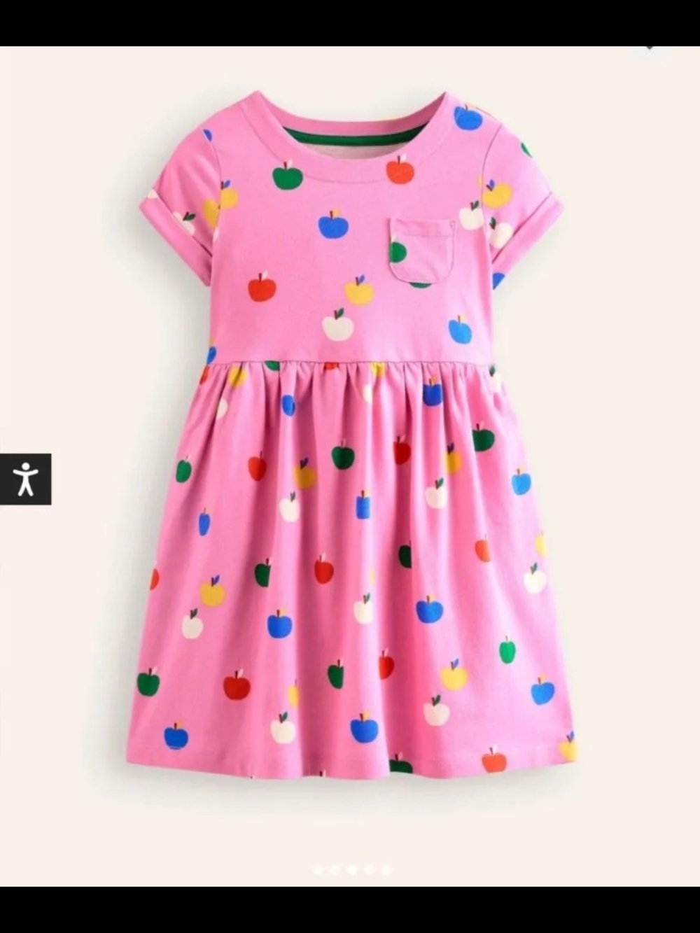 Mini Boden Pink Apple-Print Short-Sleeve Dress